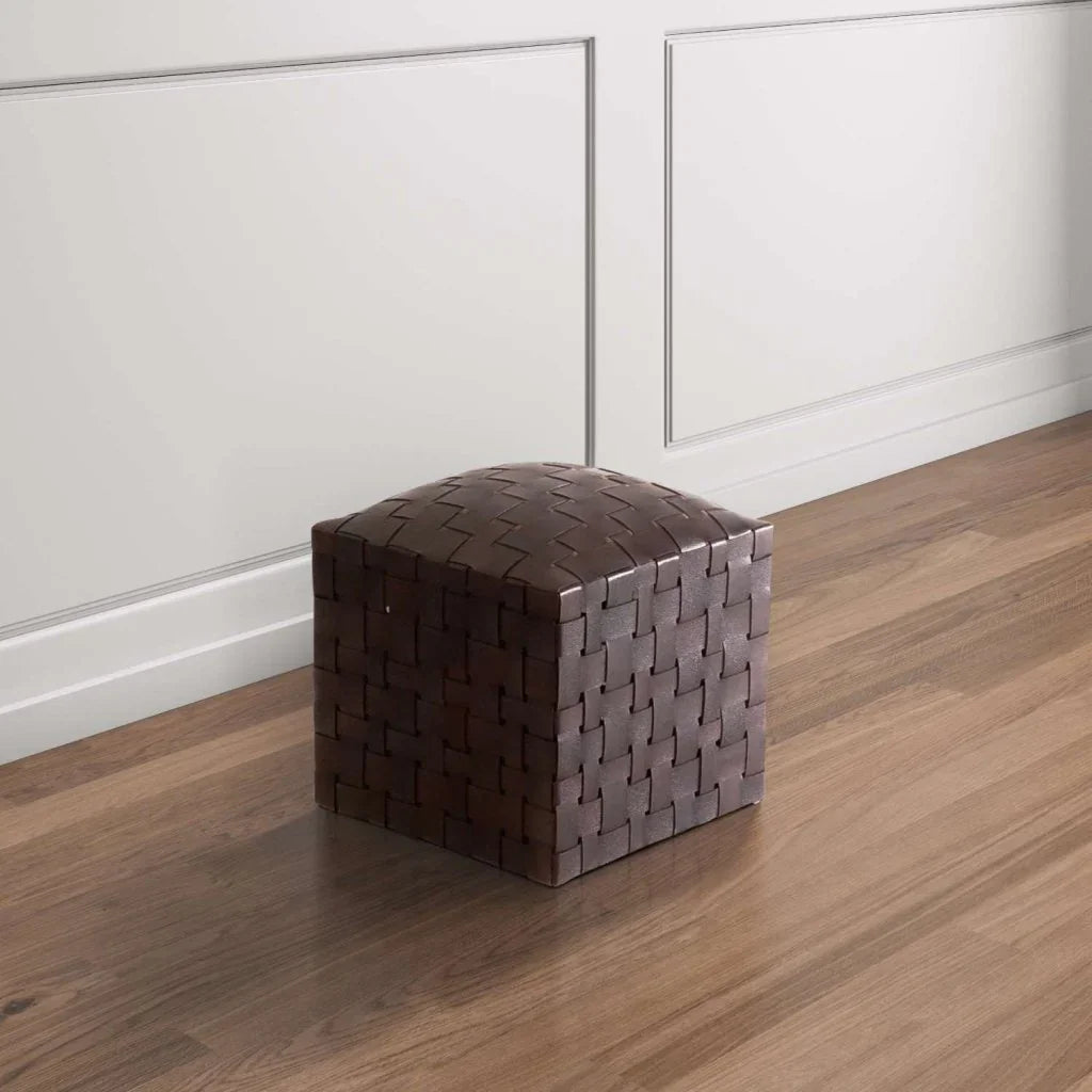 Soho Handcrafted Woven Leather Ottoman