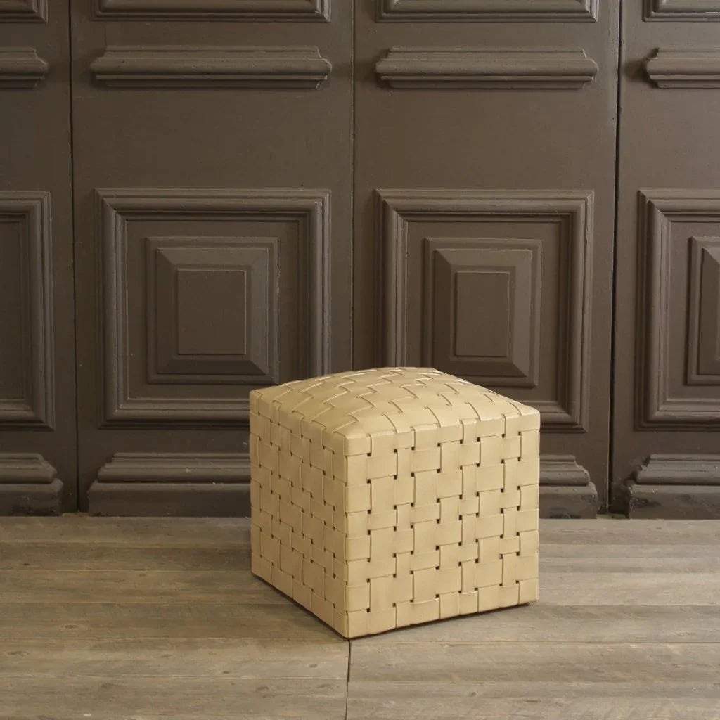 Soho Handcrafted Woven Leather Ottoman