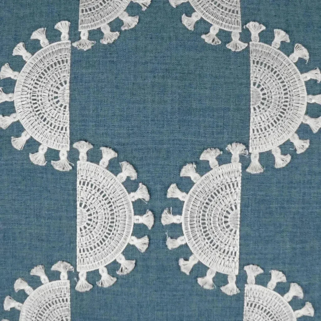 Solara Blue Embroidery Blue Large Throw Pillow Insert