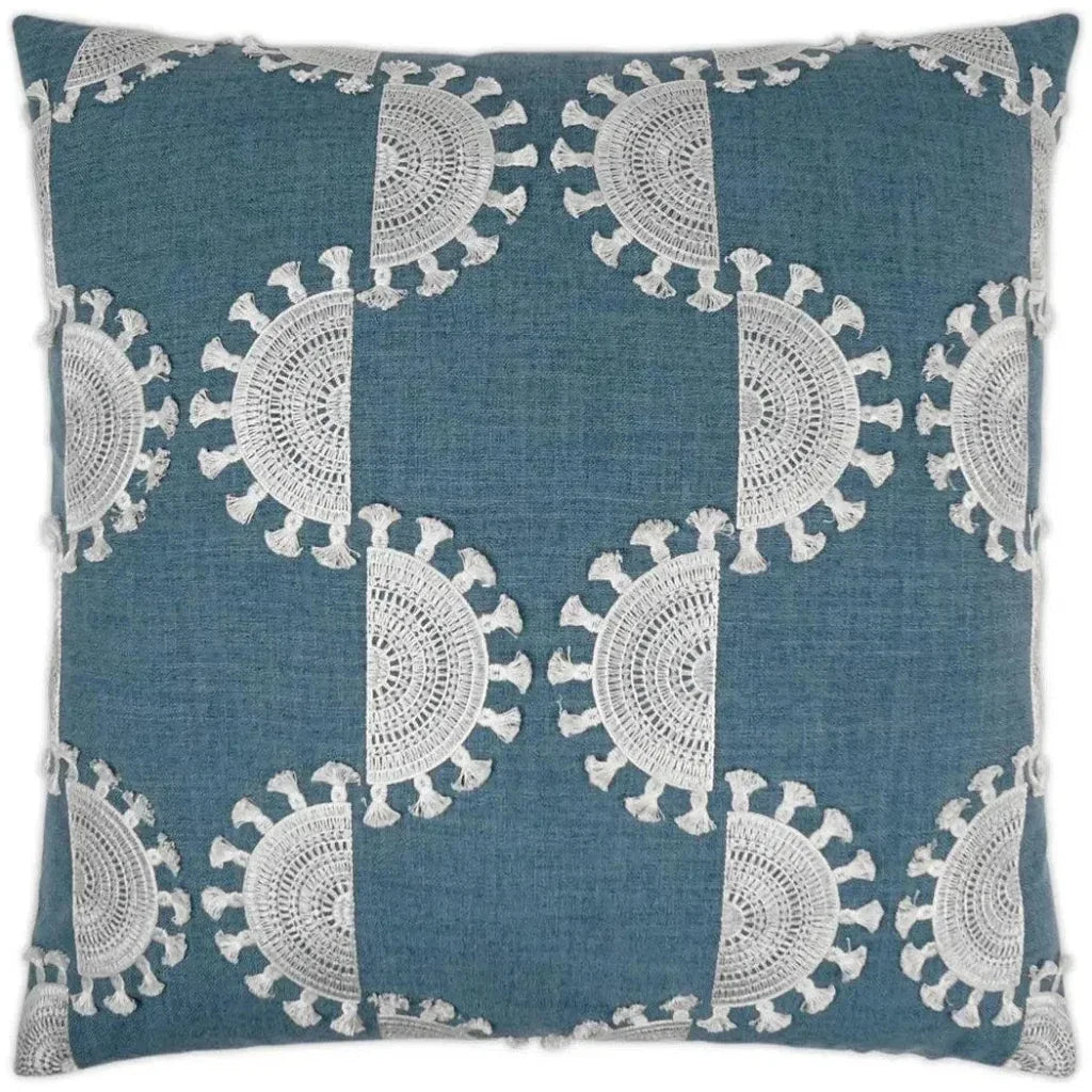 Solara Blue Embroidery Blue Large Throw Pillow Insert