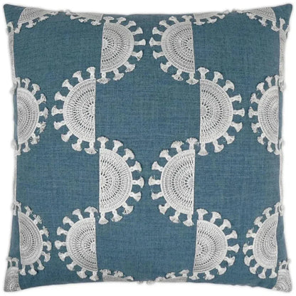 Solara Blue Embroidery Blue Large Throw Pillow Insert