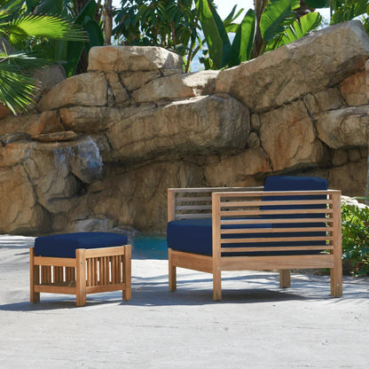 Soleil Teak Patio Lounge Set with Sunbrella Cushion 2PC
