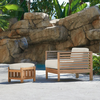 Soleil Teak Patio Lounge Set with Sunbrella Cushion 2PC