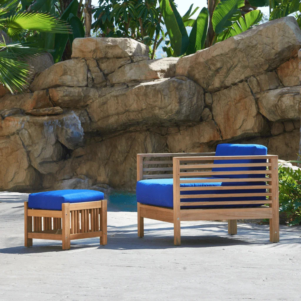Soleil Teak Patio Lounge Set with Sunbrella Cushion 2PC