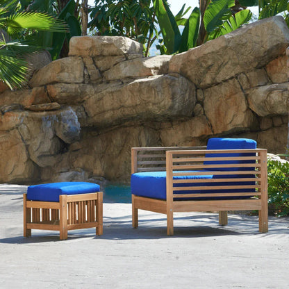 Soleil Teak Patio Lounge Set with Sunbrella Cushion 2PC