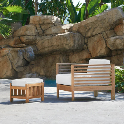 Soleil Teak Patio Lounge Set with Sunbrella Cushion 2PC