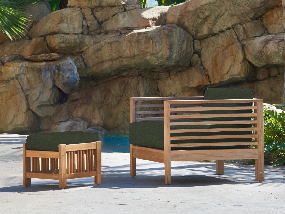 Soleil Teak Patio Lounge Set with Sunbrella Cushion 2PC
