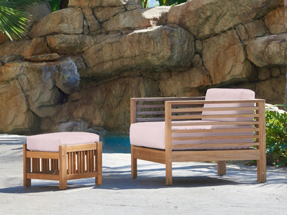 Soleil Teak Patio Lounge Set with Sunbrella Cushion 2PC