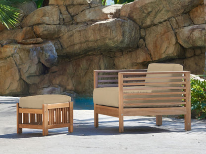 Soleil Teak Patio Lounge Set with Sunbrella Cushion 2PC