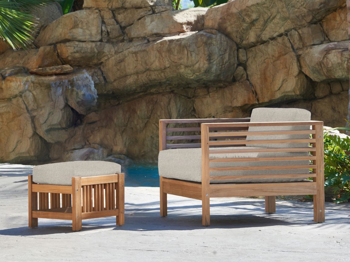 Soleil Teak Patio Lounge Set with Sunbrella Cushion 2PC