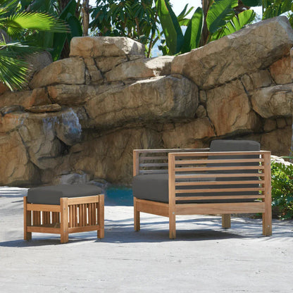 Soleil Teak Patio Lounge Set with Sunbrella Cushion 2PC