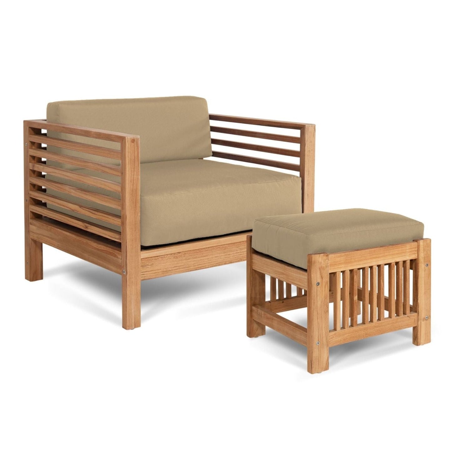 Soleil Teak Patio Lounge Set with Sunbrella Cushion 2PC