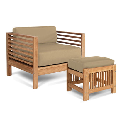 Soleil Teak Patio Lounge Set with Sunbrella Cushion 2PC