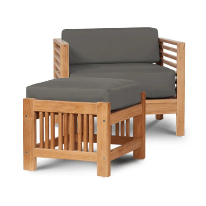 Soleil Teak Patio Lounge Set with Sunbrella Cushion 2PC