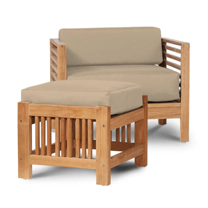 Soleil Teak Patio Lounge Set with Sunbrella Cushion 2PC