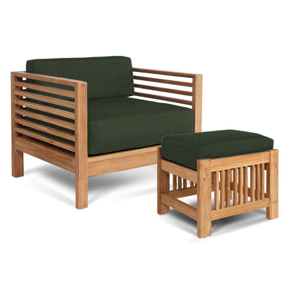 Soleil Teak Patio Lounge Set with Sunbrella Cushion 2PC