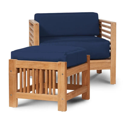 Soleil Teak Patio Lounge Set with Sunbrella Cushion 2PC