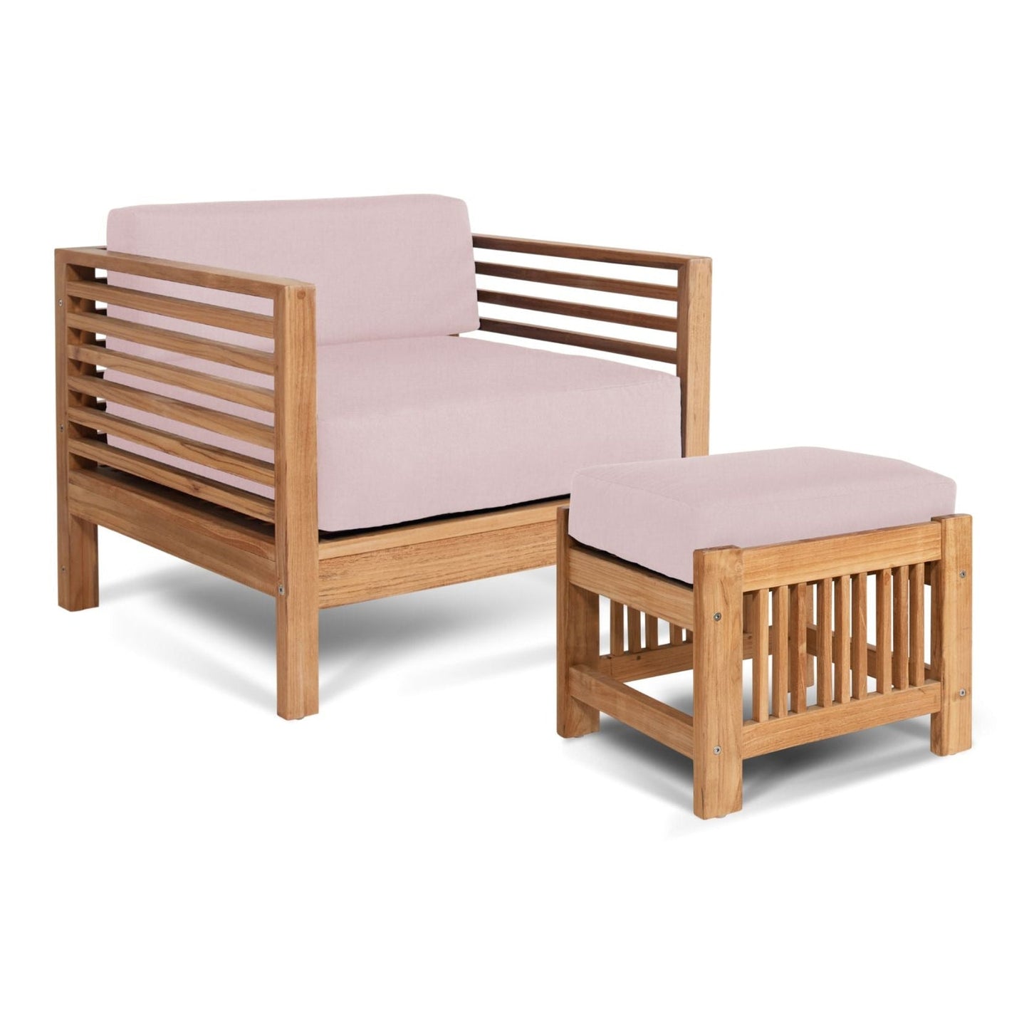 Soleil Teak Patio Lounge Set with Sunbrella Cushion 2PC