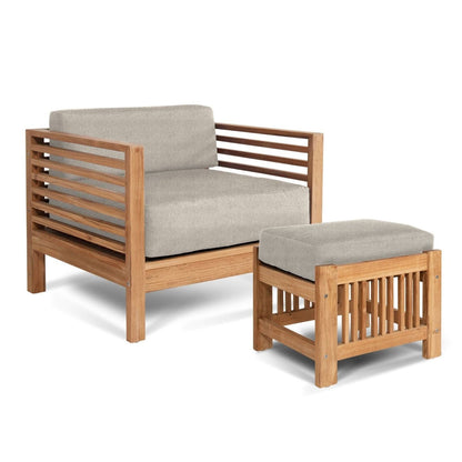 Soleil Teak Patio Lounge Set with Sunbrella Cushion 2PC