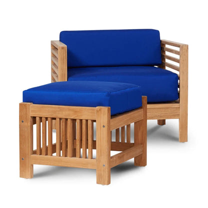 Soleil Teak Patio Lounge Set with Sunbrella Cushion 2PC