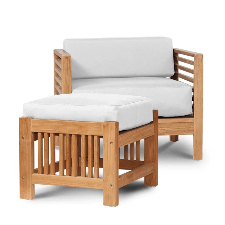 Soleil Teak Patio Lounge Set with Sunbrella Cushion 2PC