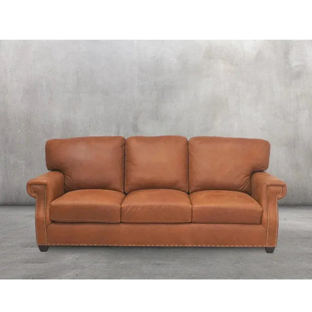 Soreil Caramel Brown Leather Sofa Hartford