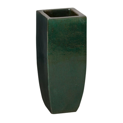 Square 23"H Emerald Green Tall Outdoor Planter