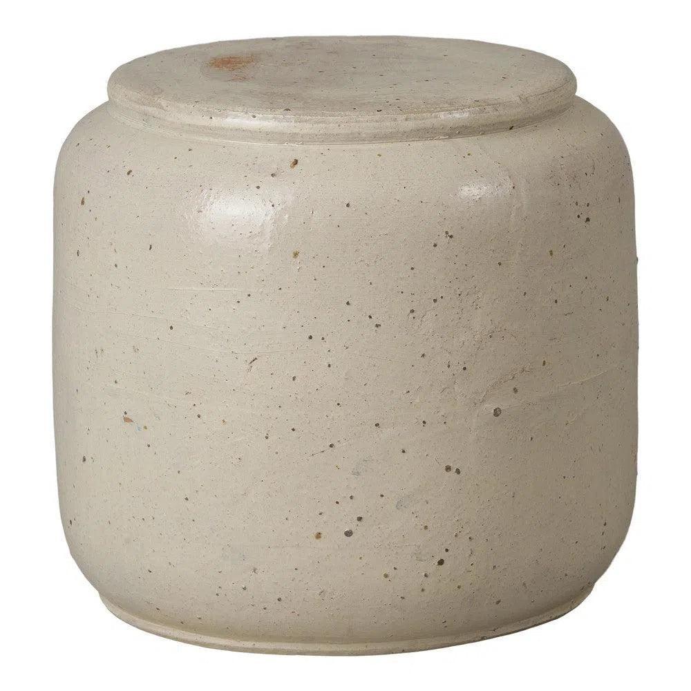 Squat 18 in. Round Ceramic Outdoor Garden Stool