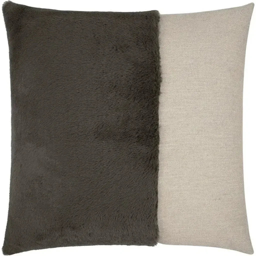 St. Moritz Grey Brown Faux Fur Grey Large Throw Pillow