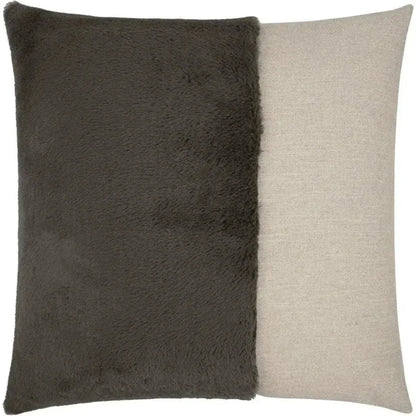 St. Moritz Grey Brown Faux Fur Grey Large Throw Pillow