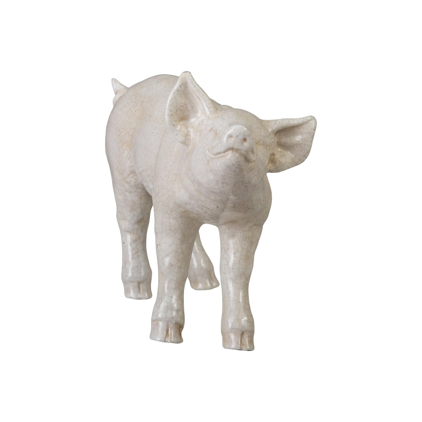 Standing Pig White Ceramic Sculpture