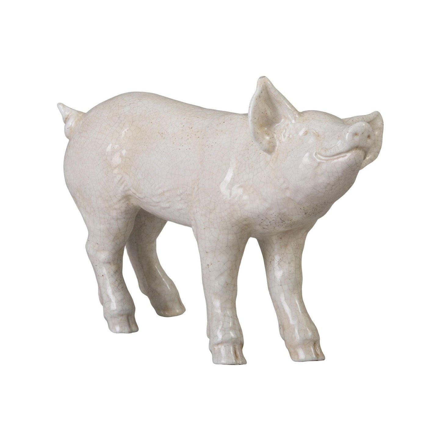 Standing Pig White Ceramic Sculpture