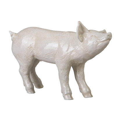 Standing Pig White Ceramic Sculpture
