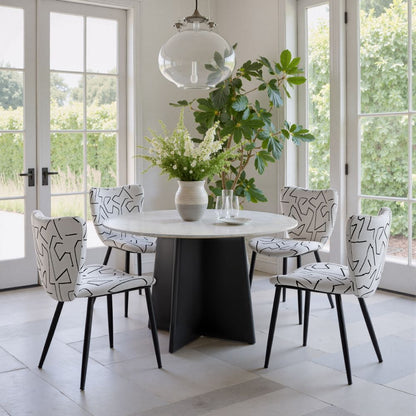 Strela White Marble Top Round Dining Table