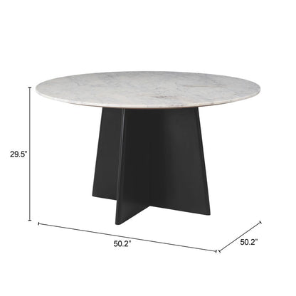 Strela White Marble Top Round Dining Table