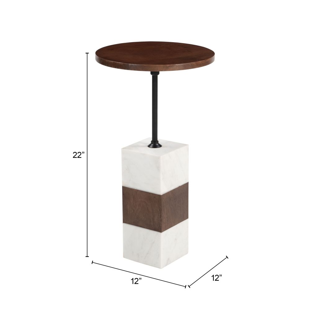 Stuk Wood Top Round Side Table