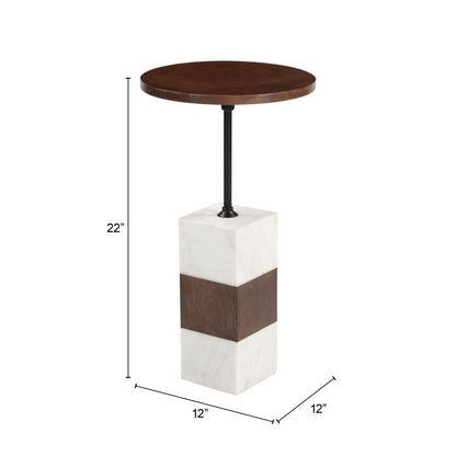Stuk Wood Top Round Side Table