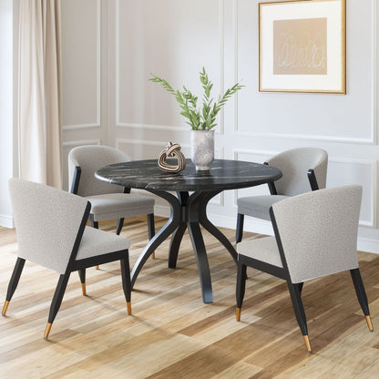 Sumay Black Marble Top  Round Dining Table