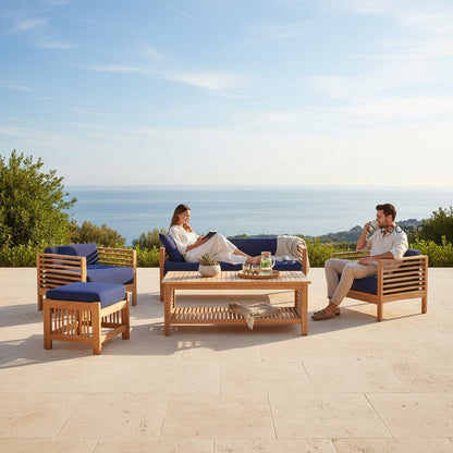 Summer Outdoor Deep Seating Set with Subrella Cushion 5PC