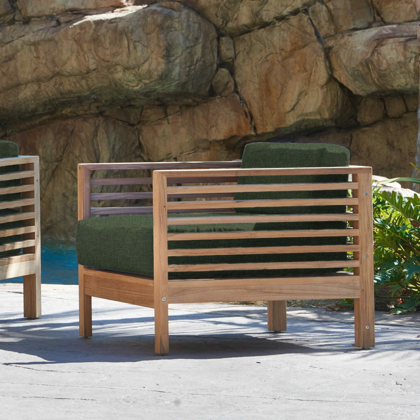 Summer Teak Outdoor Accent Chair with Sunbrella Cushions