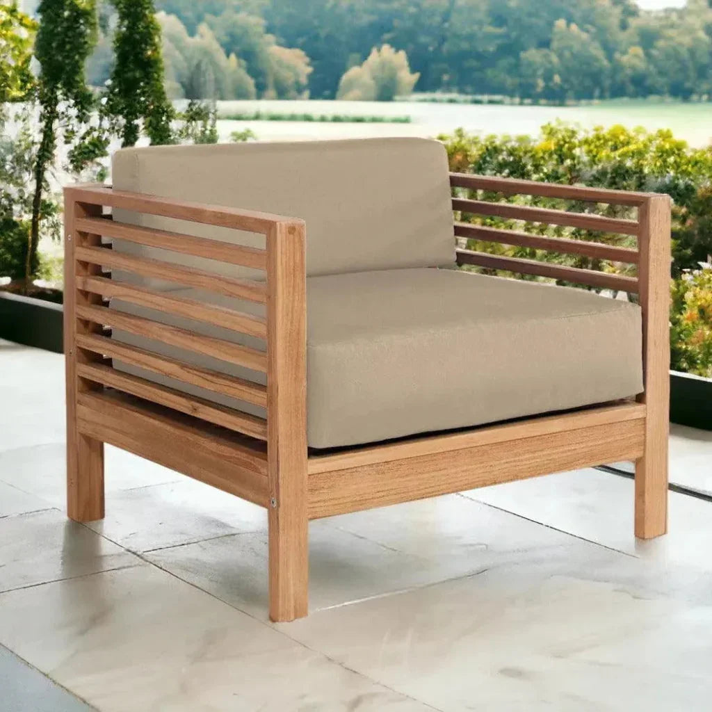 Summer Teak Outdoor Club Chair with Sunbrella Cushions