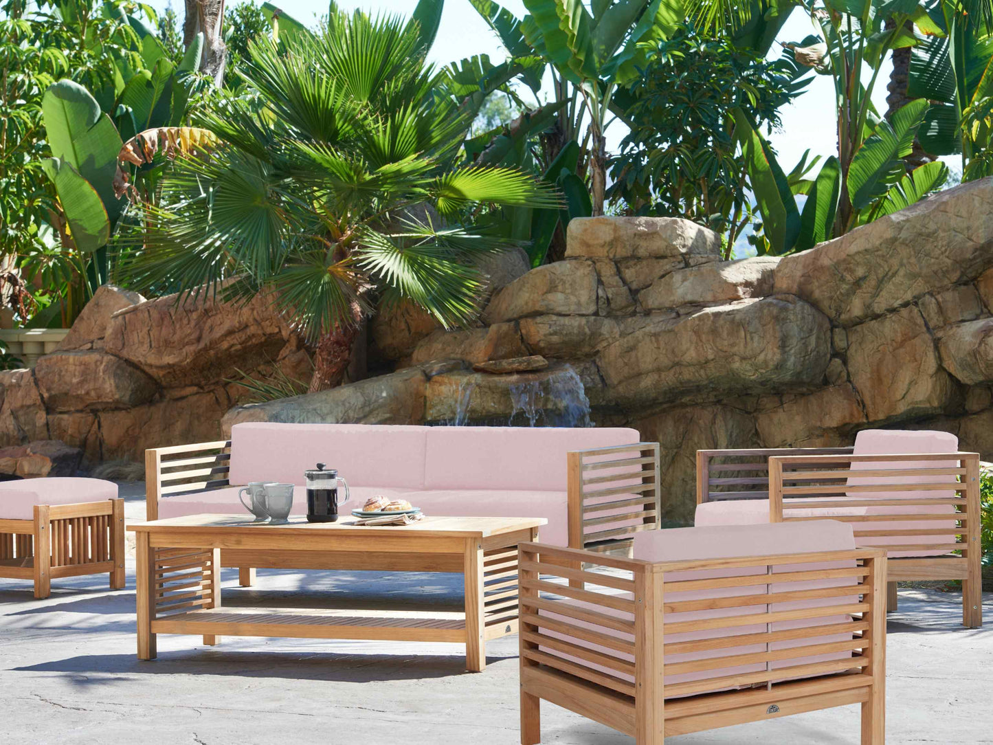 Summer Teak Outdoor Sofa with Sunbrella Cushions