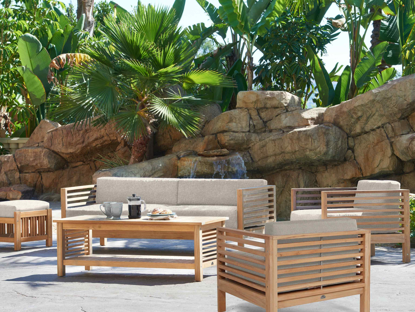 Summer Teak Outdoor Sofa with Sunbrella Cushions