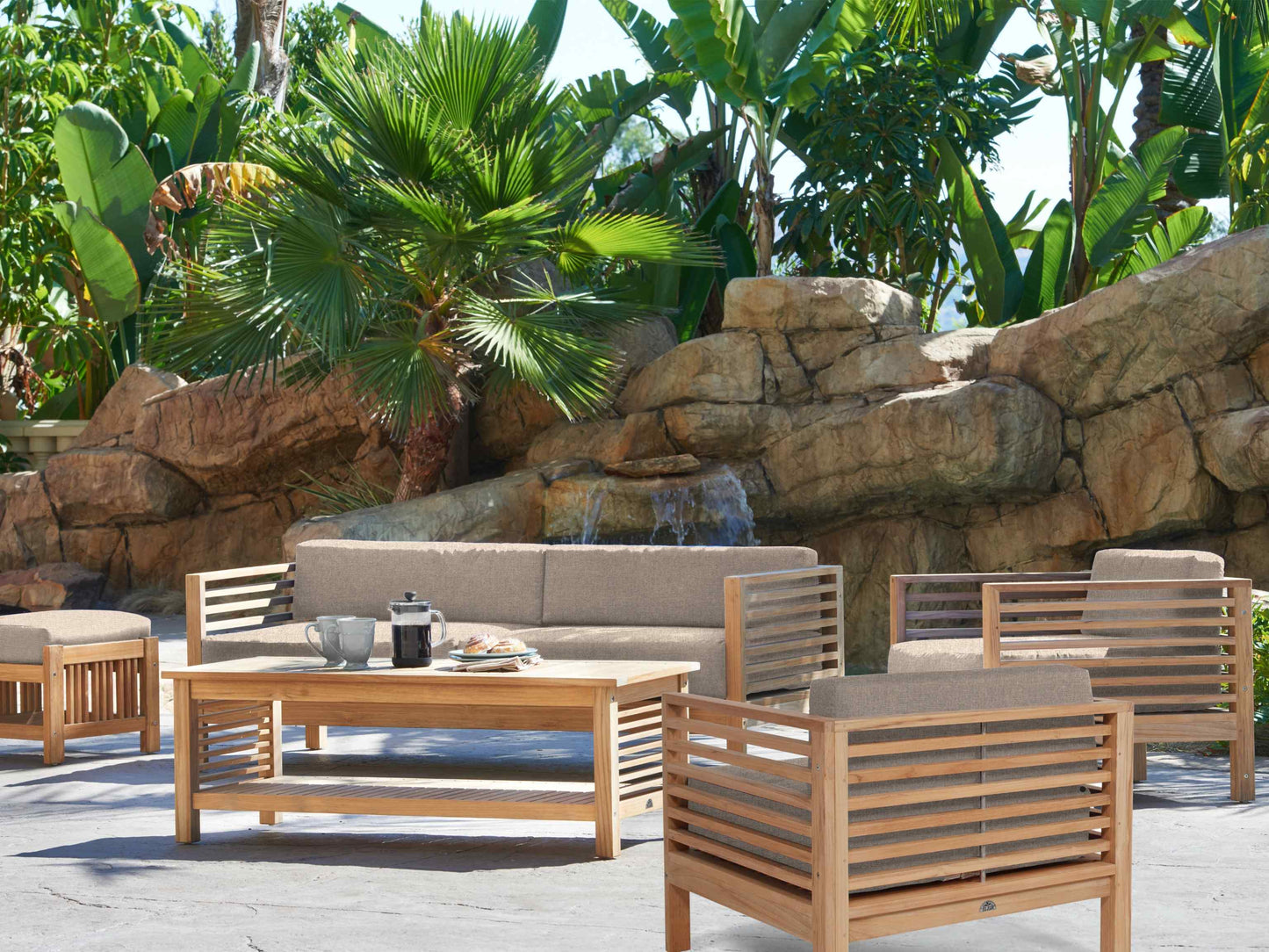 Summer Teak Outdoor Sofa with Sunbrella Cushions