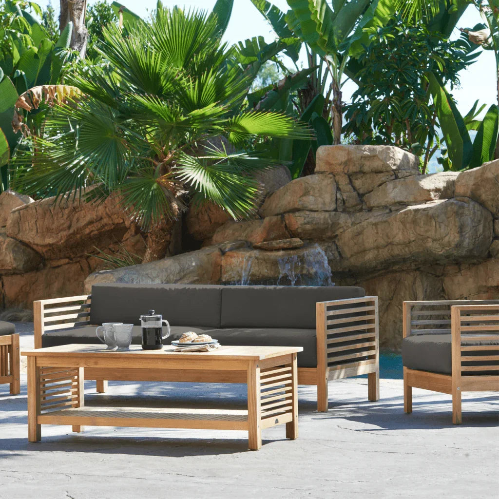Summer Teak Patio Deep Sofa Set with Subrella Cushion 5PC