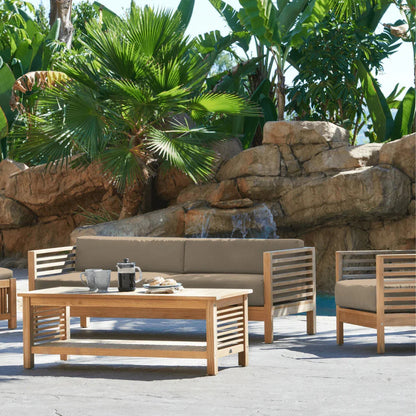 Summer Teak Patio Deep Sofa Set with Subrella Cushion 5PC