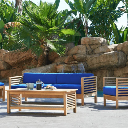 Summer Teak Patio Deep Sofa Set with Subrella Cushion 5PC