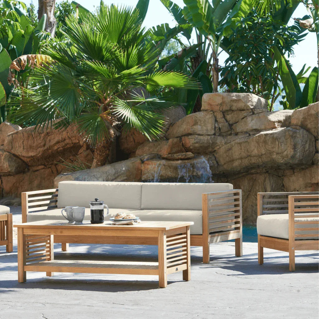 Summer Teak Patio Deep Sofa Set with Subrella Cushion 5PC