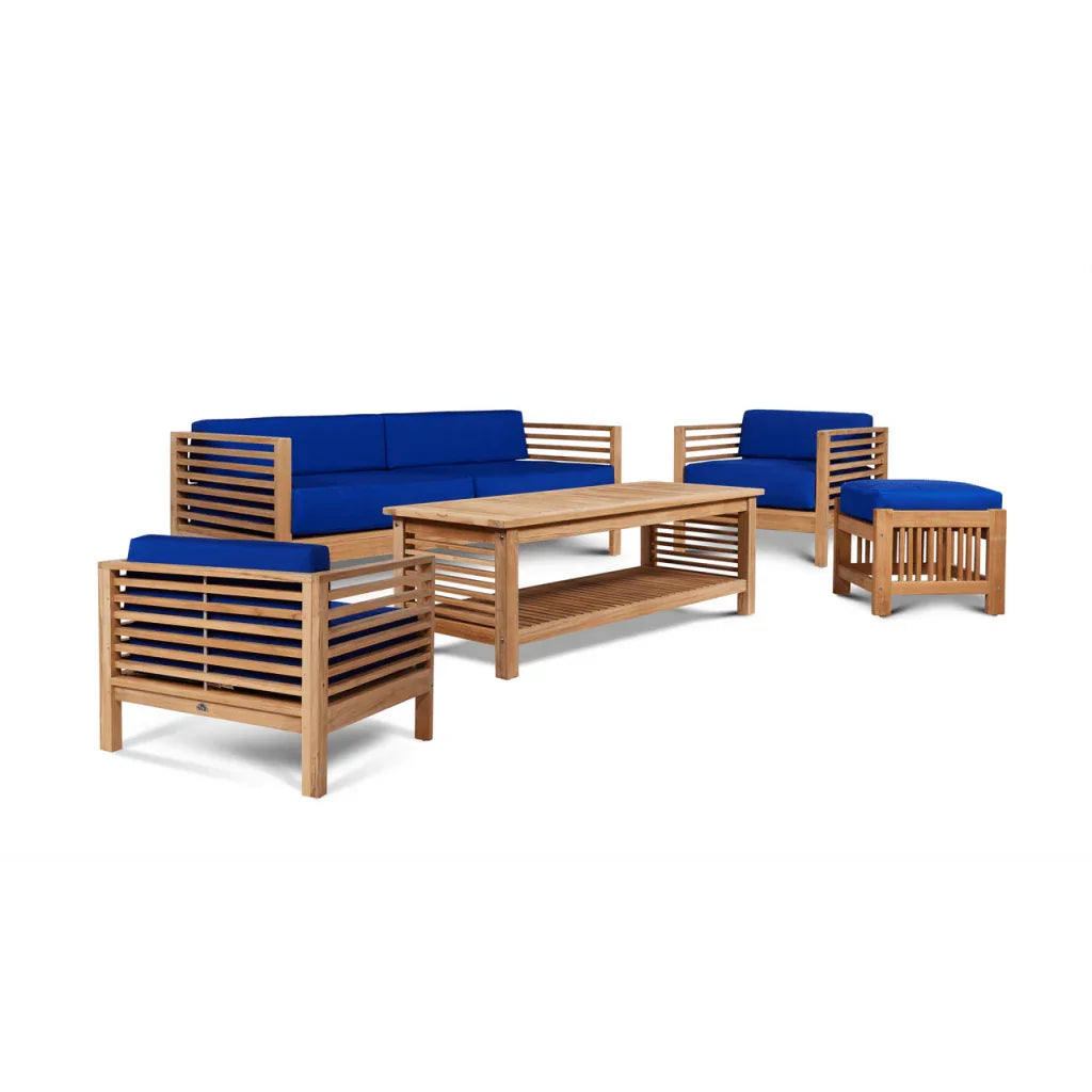Summer Teak Patio Deep Sofa Set with Subrella Cushion 5PC