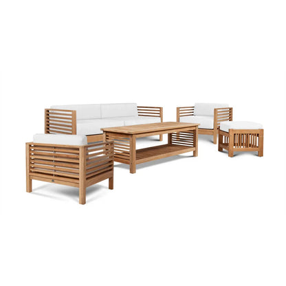 Summer Teak Patio Deep Sofa Set with Subrella Cushion 5PC